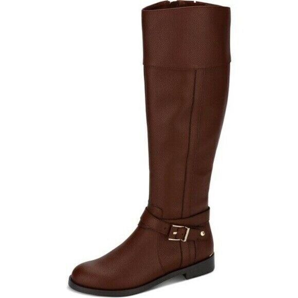 Kenneth Cole Reaction Brown Wind Faux Leather Riding Boots Size 8.5M New - Picture 1 of 7